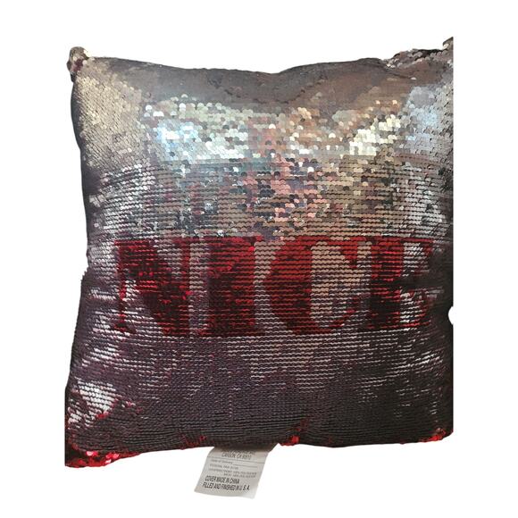 Christmas Pillow Naughty/Nice Changes Color/Words With Hand 18x18" - Picture 2 of 10